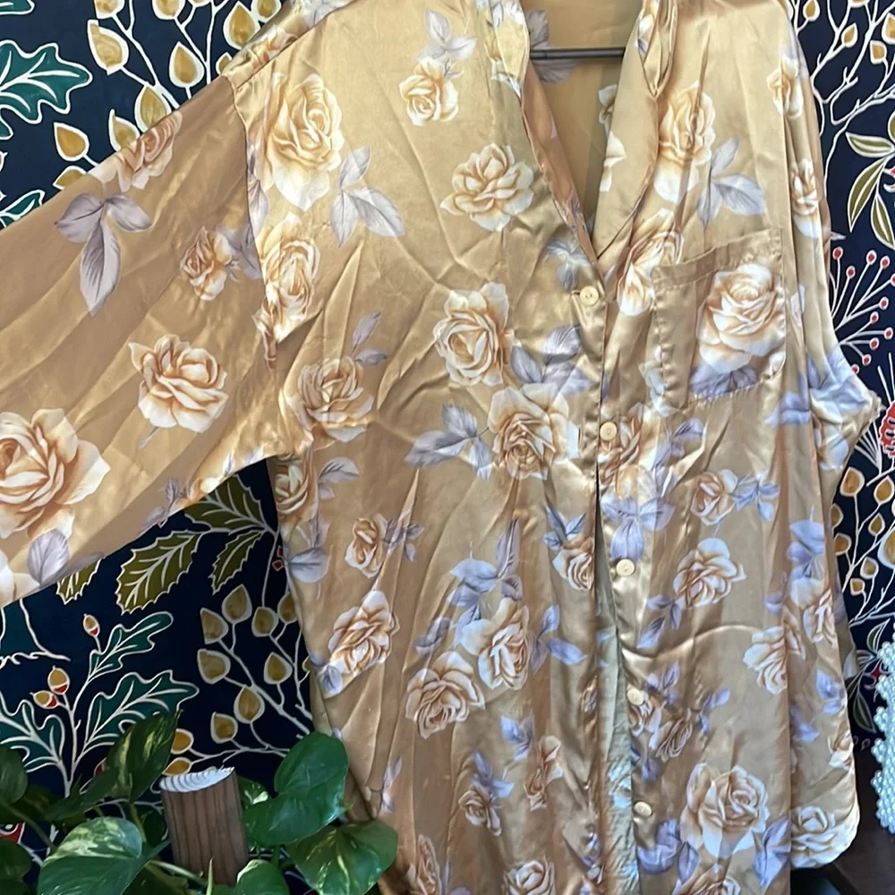 Victoria's Secret Vintage Floral Button Down Silky Sleep Shirt